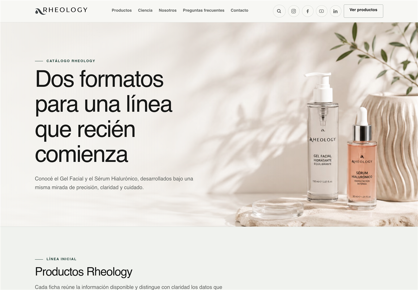 Catálogo de productos de Rheology en pantalla de escritorio